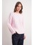6973 Kadın Saç Örgülü Regular Basic Triko Kazak Pembe 1