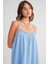 4740 Kadın Askılı Müslin Midi Elbise Bebe Mavi 4