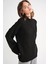 6925 Kadın Geniş Kollu Yumuşak Dokulu Triko Kazak Siyah 3