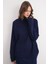 6928 Kadın Fitilli Balıkçı Yaka Triko Kazak Lacivert 3