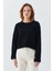 6917 Kadın Buklet Basic Triko Kazak Siyah 1