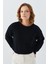 6917 Kadın Buklet Basic Triko Kazak Siyah 3