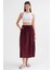 4633 Kadın Yandan Cepli Parçalı Etek Bordo 3