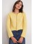 6957 Kadın Düğmeli Bisiklet Yaka Triko Hırka Sarı 3