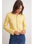 6957 Kadın Düğmeli Bisiklet Yaka Triko Hırka Sarı 4