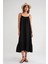 4740 Kadın Askılı Müslin Midi Elbise Siyah 1