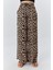 4546 Kadın Leopar Desen Saten Palazzo Pantolon Bej 4