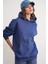 2022 Unisex 3iplik Basic Polarlı Kapüşonlu Sweatshirt Hoodie Lacivert 4
