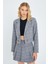 4581 Kadın Ekoseli Crop Ceket Gri 1