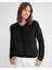 6897 Kadın Uzun Sakallı Bant Detaylı Triko Hırka Siyah 2