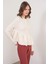 6958 Kadın Triko Peplum Hırka Naturel 4