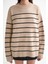 6944 Kadın Salaş Yumuşak Dokulu Çizgili Triko Kazak Bej 5