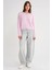 6897 Kadın Uzun Sakallı Bant Detaylı Triko Hırka Pembe 1