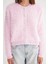 6897 Kadın Uzun Sakallı Bant Detaylı Triko Hırka Pembe 4