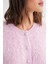 6897 Kadın Uzun Sakallı Bant Detaylı Triko Hırka Pembe 5