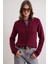 6951 Kadın Bisiklet Yaka Düğmeli Triko Kısa Hırka Bordo 1