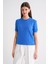 6935 Kadın Basic Triko Kısa Kollu Kazak Mavi 1