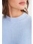 6913 Kadın Salaş Yumuşak Dokulu Oversize Triko Kazak Bebe Mavi 5