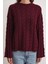 6973 Kadın Saç Örgülü Regular Basic Triko Kazak Bordo 5