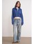6752 Kadın Crop Fermuarlı Kazak Indigo 3