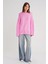 6925 Kadın Geniş Kollu Yumuşak Dokulu Triko Kazak Pembe 2