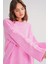 6925 Kadın Geniş Kollu Yumuşak Dokulu Triko Kazak Pembe 3