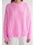 6947 Kadın Kendinden Desenli Oversize Triko Kazak Pembe 5