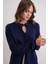 6952 Kadın Bağlamalı Düğme Detaylı Triko Kazak Lacivert 3