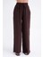 4286 Kadın Bol Paça Beli Lastikli Müslin Palazzo Pantolon Kahve 4