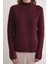 6849 Kadın Dikişsiz Dik Yaka Triko Kazak Bordo 5