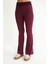 2017 Kadın Yüksek Bel Ispanyol Paça Örme Bağcıklı Tayt Bordo 4