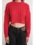 6863 Kadın Saç Örgülü Crop Triko Kazak Kırmızı 5