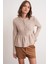 6958 Kadın Triko Peplum Hırka Bej 1