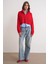 6752 Kadın Crop Fermuarlı Kazak Kırmızı 3