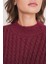 6893 Kadın Saç Örgülü Sakallı Crop Triko Kazak Bordo 5