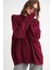 6913 Kadın Salaş Yumuşak Dokulu Oversize Triko Kazak Bordo 1