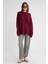 6913 Kadın Salaş Yumuşak Dokulu Oversize Triko Kazak Bordo 3