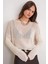 6864 Kadın Ajurlu File Mevsimlik Triko Kazak Kemik 4
