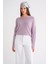 6933 Kadın Kayık Yaka Ince Mevsimlik Triko Kazak Lila 3