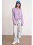 6700 Kadın Dik Yaka Balon Triko Kazak Lila 2