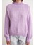 6700 Kadın Dik Yaka Balon Triko Kazak Lila 4