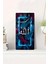 Mdf Dikdörtgen Allah Yazılı Mavi Yaprak Desenli Uv Baskı Sessiz Duvar Saati 30X60 cm – USD028 1