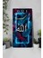 Mdf Dikdörtgen Allah Yazılı Mavi Yaprak Desenli Uv Baskı Sessiz Duvar Saati 30X60 cm – USD028 6