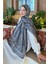Retro Desen Pamuk Şal 70 x 180 cm Siyah Vizon Renk 7