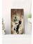 Sevimli Siyah Beyaz Kedi Desenli Mdf Dikdörtgen Duvar Saati – 30X60 cm Uv Baskı – USD058 1