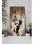 Sevimli Siyah Beyaz Kedi Desenli Mdf Dikdörtgen Duvar Saati – 30X60 cm Uv Baskı – USD058 6