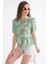 4701 Kadın Çiçek Baskılı Peplum Bluz Çağla 1