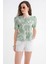 4701 Kadın Çiçek Baskılı Peplum Bluz Çağla 2