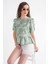 4701 Kadın Çiçek Baskılı Peplum Bluz Çağla 3