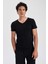 Slim Fit V Yaka Basic Kısa Kollu %100 Pamuk Tişört M4791AZ23SM 12
